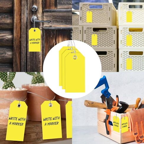 100 Pieces 2x4 inch 10mil Green Plastic Shipping Tags with Wires Heavy Duty Hang Tags with String Waterproof Labeling Tags with Reinforced for Gift Luggage Garage Inventory in Saudi Arabia
