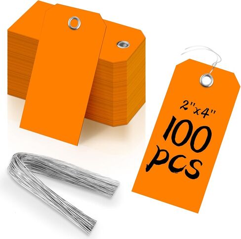 100 Pieces 2x4 inch 10mil Green Plastic Shipping Tags with Wires Heavy Duty Hang Tags with String Waterproof Labeling Tags with Reinforced for Gift Luggage Garage Inventory in Saudi Arabia
