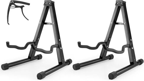 حوامل عرض الجيتار، 2 حامل جيتار قابل للطي على الأرض مع كابو جيتار، 2 حامل جيتار للجيتار الصوتي in Kuwait