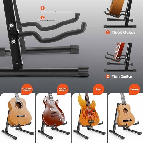 حوامل عرض الجيتار، 2 حامل جيتار قابل للطي على الأرض مع كابو جيتار، 2 حامل جيتار للجيتار الصوتي in Kuwait