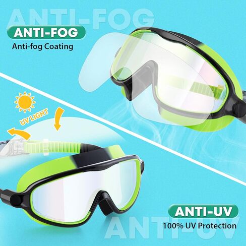 Portzon Wide View Swim Goggles, Unisex-Child Anti Fog Clear No Leaking Swimming Goggles in Saudi Arabia