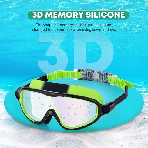 Portzon Wide View Swim Goggles, Unisex-Child Anti Fog Clear No Leaking Swimming Goggles in Saudi Arabia