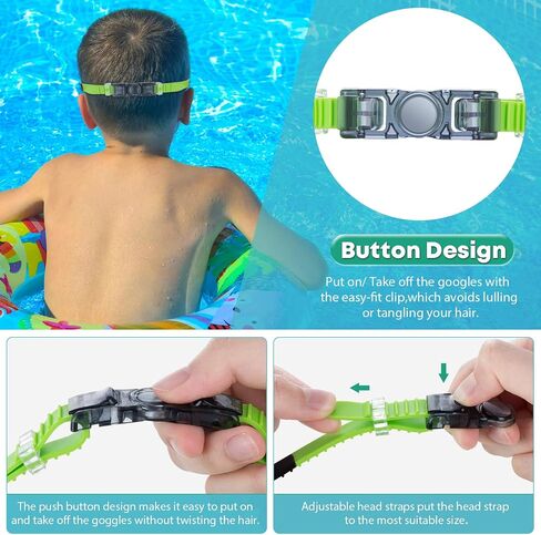 Portzon Wide View Swim Goggles, Unisex-Child Anti Fog Clear No Leaking Swimming Goggles in Saudi Arabia