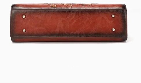 حقيبة كمبيوتر محمول جلدية كلاسيكية للنساء مقاس 14 بوصة حقيبة سفر كروس باللون البني الزهري للمكتب/العمل/السفر in Kuwait