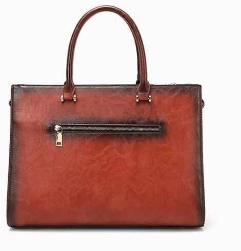 حقيبة كمبيوتر محمول جلدية كلاسيكية للنساء مقاس 14 بوصة حقيبة سفر كروس باللون البني الزهري للمكتب/العمل/السفر in Kuwait