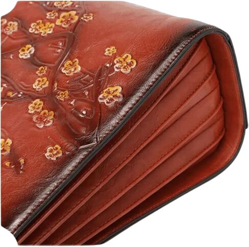 حقيبة كمبيوتر محمول جلدية كلاسيكية للنساء مقاس 14 بوصة حقيبة سفر كروس باللون البني الزهري للمكتب/العمل/السفر in Kuwait