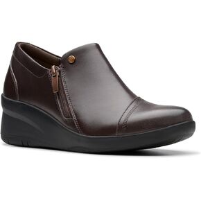 Clarks Women's Suttyn Zip Loafer, Chocolate Leather, 11