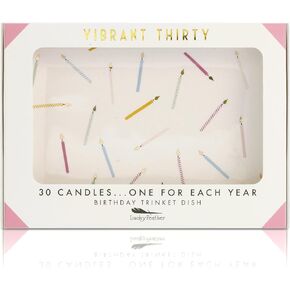 Lucky Feather Happy 21st Birthday Gifts for Her Ceramic Jewelry Dish with 21 Candles, One for Each Year - 21st Birthday Gifts for Women, Daughter, Sister, BFF, Girlfriend