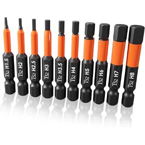 Impact Hex Drill Bit Set Hex Head Allen Wrench Bits Tamper Resistant Star Bits Set, 1/4" Hex Shank, S2 Steel with Magnetic and Storage Box, 10PCS