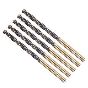 METALLIXITY Drill Bit (9mm) 5Pcs, 4341 High-Speed Steel Straight Shank 118° Black and Gold Finish for Copper Aluminum Wood Plastic Medium Hard Metal