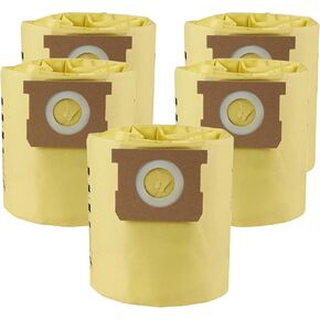 5 Pack 91964 Shop Vac Bags 4 Gallon Type D High Efficiency Vacuum Filter Bags, compatible with Shop-Vac 4 Gallon AllAround Plus Wet/Dry Vacs, part # 9196400 9196433