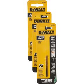 DEWALT DW1305 5/64-Inch Titanium Nitride Split Point Twist Drill Bit,Gold (Pack of 3)