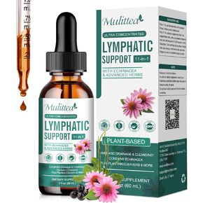 Lymphatic Drainage Drops-Vegan 11-in-1 Lymphatic Drainage Supplements-Lymph System Support with Echinacea, Cleavers,Elderberry-Detox Cleanse-Non-GMO -2 fl oz-60 Servings