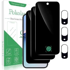 Pokolan [3+3 Pack] for Google Pixel 9 Privacy Screen Protector with Camera Lens Protector, Anti Spy Private Tempered Glass Film, Fingerprint Unlocking, 9H Hardness, HD clear