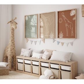 Playroom Nursery Wall Art Decor Boho Baby Girl Canvas Rainbow Wall Art Kids Room Prints Nursery Pictures Play Sign Kids Artwork Posters Baby Girl Painting for Bedroom 16x24 Inch Framed Set of 3