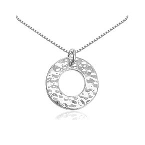 Hammered Circle Necklace for Women, Eternal Bond Sterling Silver Hammered Circle Eternity Necklace, Mom Gift Necklace, Girlfriend Gift, Best Friend Gift Jewelry (18 inches plus 2-inch extender)