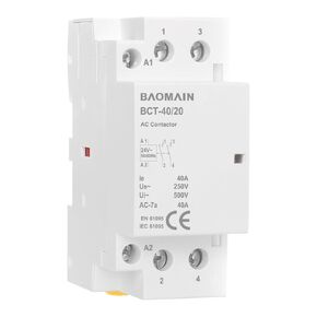 Baomain AC Contactor 50A 2 Pole Normally Open Universal Circuit Control 35mm DIN Rail Mount CE Listed BCT-50/20 2NO (24, Volts (AC))