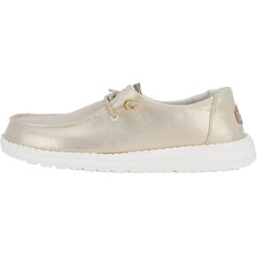 Hey Dude Women's Wendy Metallic Shine Gold Size 5 | Women's Shoes | Women Slip-on Loafers | Comfortable & Light-Weight