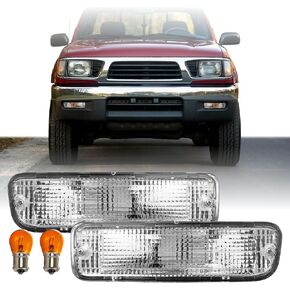 USR 98-00 Tacoma 4WD Corner Light – Front Parking Corner Lamps (Left + Right) Pair - Compatible with 1998-2000 Toyota Tacoma 4 Wheel Drive 4x4 Pickup Truck & PreRunner 2WD (CLEAR LENS w/AMBER BULBS)