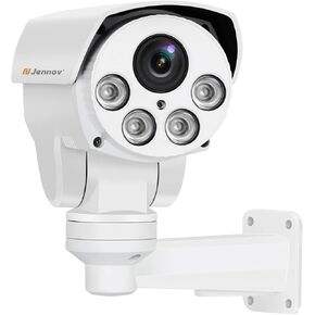 Jennov POE Camera Outdoor 5MP(2592x1944) HD IP PTZ Security Camera with 5X Optical Zoom, 260° Pan-Tilt View, 68ft NightVision, Human Detection, Mic/Audio, IP66 Weatherproof, Videolink APP