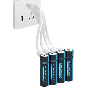 8 حزمة USB بطاريات AA القابلة لإعادة الشحن مع 4 في 1 كابل الشحن ، 1.5 فولت ليثيوم بطارية الحجم للكاميرا في الهواء الطلق وميض ، 2100mAh (3150 ميجا ساعة)