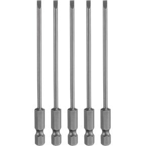 Harfington 5pcs SL4 قطع مفك البراغي المغناطيسية 4 مم S2 S2 فولاذ رأس مسطح البراغي بت 1/4 "سداسي سداسي شانك الدرجة الصناعية الحفر السائق حفر 100 مم (3.9") طويلة للمسامير