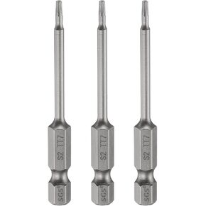 HARFINGTON 3pcs TT7 Security Torx Head Screwdriver Bit 2.56" (65mm) Long 1/4" Hex Shank Magnetic Tamper Proof 6 Point Star Screw Driver Drill Bits S2 Steel Hole Tip Industrial Power Tools