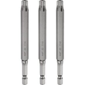 HARFINGTON 3pcs TT45 Security Torx Head Screwdriver Bit 4" (100mm) Long 1/4" Hex Shank Magnetic Tamper Proof 6 Point Star Screw Driver Drill Bits S2 Steel Hole Tip Industrial Power Tools