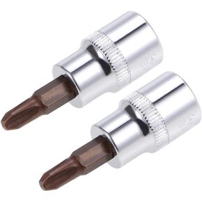 TOP-VIGOR 3Pcs Phillips Bit Socket, 3/8" Drive x PH1 - PH3 Key Socket, Premium S2 Steel Bits, 48mm Length Bit with Hex Shank Power Drill Adapter for Car, Trucks Repair(For Hand Use Only)