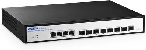 YuLinca 8 Port 10Gbps SFP+ Managed Switch, Support 1G/2.5G/10G SFP Module, 160Gbps Bandwidth, Desktop|Wallmount Metal Fanless Managed Fiber Switch in Saudi Arabia