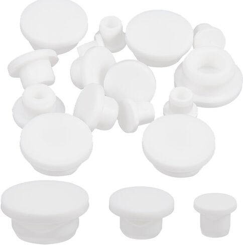 GORGECRAFT 30PCS 5 Sizes White Silicone Bottle Stopper Replacement Rubber Tube Plug 9/10/ 12/13.5/ 15mm Salt and Pepper Shakers Stopper Soft Reusable End Covers for Bottles Pipes Flower Pots in Saudi Arabia