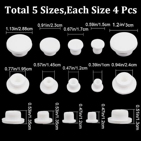 GORGECRAFT 30PCS 5 Sizes White Silicone Bottle Stopper Replacement Rubber Tube Plug 9/10/ 12/13.5/ 15mm Salt and Pepper Shakers Stopper Soft Reusable End Covers for Bottles Pipes Flower Pots in Saudi Arabia
