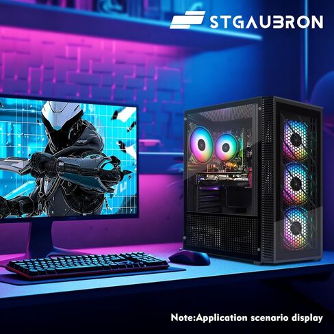 STGAubron Gaming PC, Radeon RX 5600 XT 6G GDDR6, Intel Core i7 up to 3.9G, 16G RAM, 1T SSD, 600M WiFi, BT 5.0, RGB Fan x 6, RGB BT Sound Bar, Windows 10 Home, White in Saudi Arabia