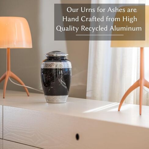 GR8 Large Blue Marble Finish Cremation Urn - Beautiful Decorative Urn for Ashes - Durable Recycled Aluminum Urn - an Elegant Handcrafted Memorial - Securely Packaged in Saudi Arabia
