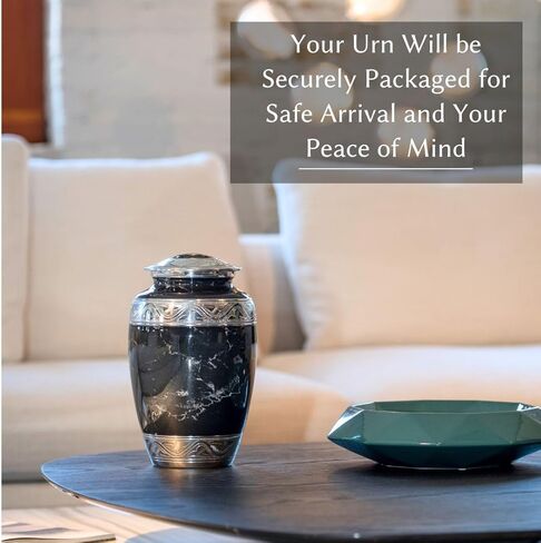 GR8 Large Blue Marble Finish Cremation Urn - Beautiful Decorative Urn for Ashes - Durable Recycled Aluminum Urn - an Elegant Handcrafted Memorial - Securely Packaged in Saudi Arabia