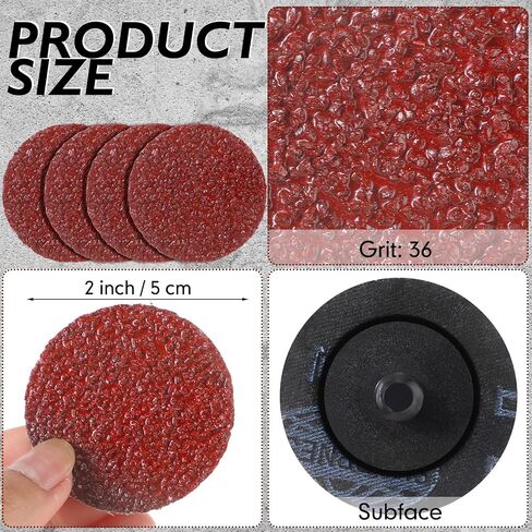 300 PCS 2 بوصة أقراص رمل 36 منصات صقل قفل لفة القفل يموت إكسسوارات طاحونة للتشطيب السطحي ، وتلميع الطحن تلميع الصدأ in Kuwait