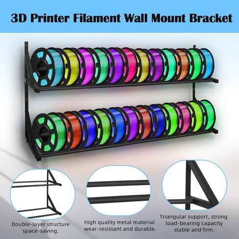 3D Printer Filament Storage Rack - Filament Spool Heavy Duty Wall Bracket Filament Storage Shelves for 3D Printer Rolling Filaments ABS/PLA/TPU/Nylon Accessories Holders （Shelf Only） in Kuwait