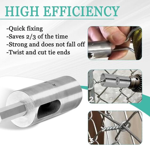 Twist Ties Tool for 9 Gauge Drill Chuck,High-tensile Wire Easy Twist Tool,Twisted Fence Tool for Fixing Chain Link Fence and Loop Fences in Kuwait