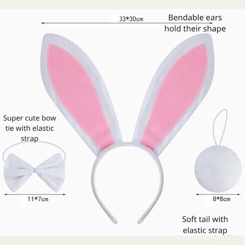 Kirei Sui Kids Costume Bunny Rabbit Dress Up Animal Ears Headband Bowtie Tail Tutu Paws Set in Kuwait