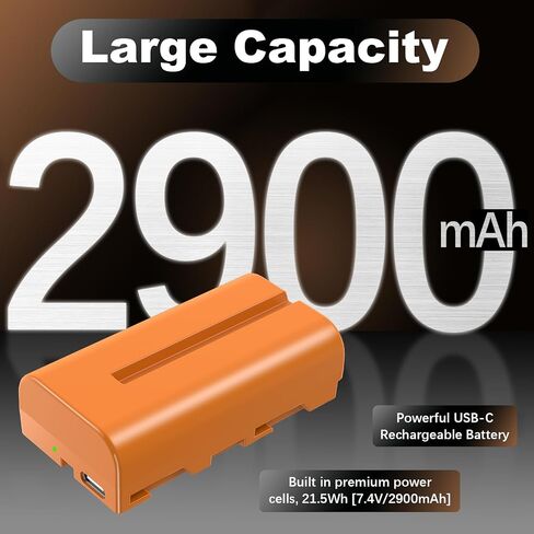 بطارية NP-F550 2900mAh و 2 في 1 كابل شحن USB-C لـ Sony NP-F970 F750 F550 F330 F530 F570 F770 F960 CCD-SC55 TR516 TR716 TR818 TR910 TR917 لضوء الفيديو LED (RED 2 Pack) (RED) in Kuwait