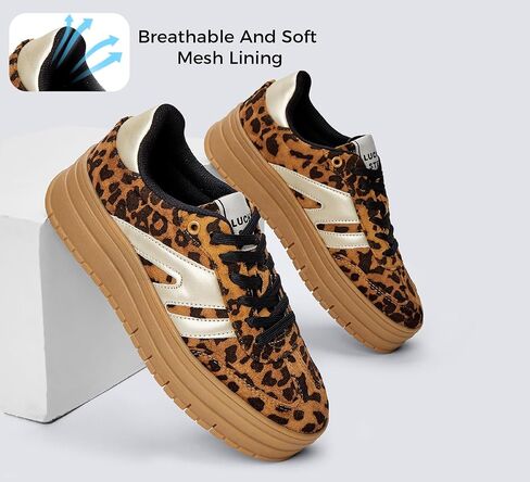 Lucky Step Women's Platform Gum Sway Seal Fashion Sneakers Classic Retro Rubber Low Top Top Tennis Skate Skate Shoes in Kuwait