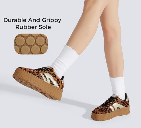 Lucky Step Women's Platform Gum Sway Seal Fashion Sneakers Classic Retro Rubber Low Top Top Tennis Skate Skate Shoes in Kuwait