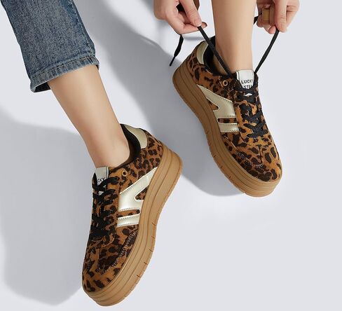 Lucky Step Women's Platform Gum Sway Seal Fashion Sneakers Classic Retro Rubber Low Top Top Tennis Skate Skate Shoes in Kuwait