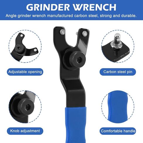 Compact With Nuts,The Universal Adjustable Spanner Wrench Angle Grinder Key Tool,Angle Grinder Wrench Spanner,Grinder Wrench Adjustable, with the Grinder Flange Nuts(COLOR:blue) in Saudi Arabia