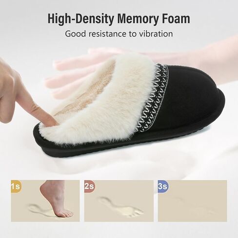 Fuzzy Slippers for Women with Memory Foam Warm Winter Suede House Slippers Indoor Outdoor Gifts For Women Faux Fur Anti-Skid in Saudi Arabia