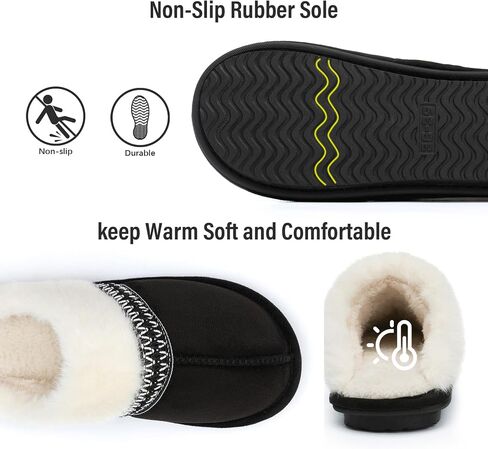 Fuzzy Slippers for Women with Memory Foam Warm Winter Suede House Slippers Indoor Outdoor Gifts For Women Faux Fur Anti-Skid in Saudi Arabia
