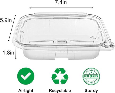 32 oz RPET Clear Hinged Lid Tamper Evident Container – 200 Pcs for Cake, Garden seeds or Sprouts in Saudi Arabia