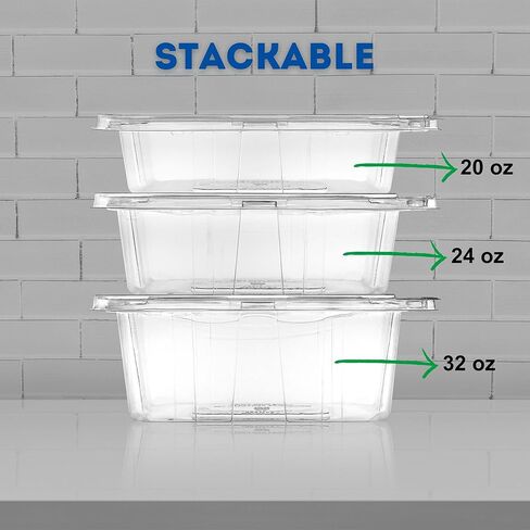 32 oz RPET Clear Hinged Lid Tamper Evident Container – 200 Pcs for Cake, Garden seeds or Sprouts in Saudi Arabia