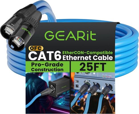GearIT CAT6 Ethernet Cable, EtherCON-Compatible (100 Feet) RJ45 Connectors for Pro Audio, Aluminum Shielded, Oxygen Free Copper - 6 ft. - Blue in Saudi Arabia