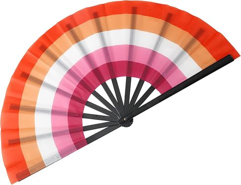 Rainbow Folding Fan,Large Pride Handheld Fan for Women Men,Premium Oxford Cloth Hand Fan with Plastic Frame for Pride Parade,Rave,Festival&Dance Accessory Gift (Rainbow 2) in Saudi Arabia